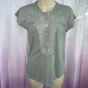 Lucky Brand Sage Green Button Up Blouse